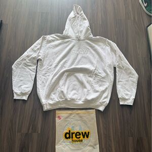 Drew House White Pullover Hoodie Embroidered Logo Heavyweight Fleece Made USA